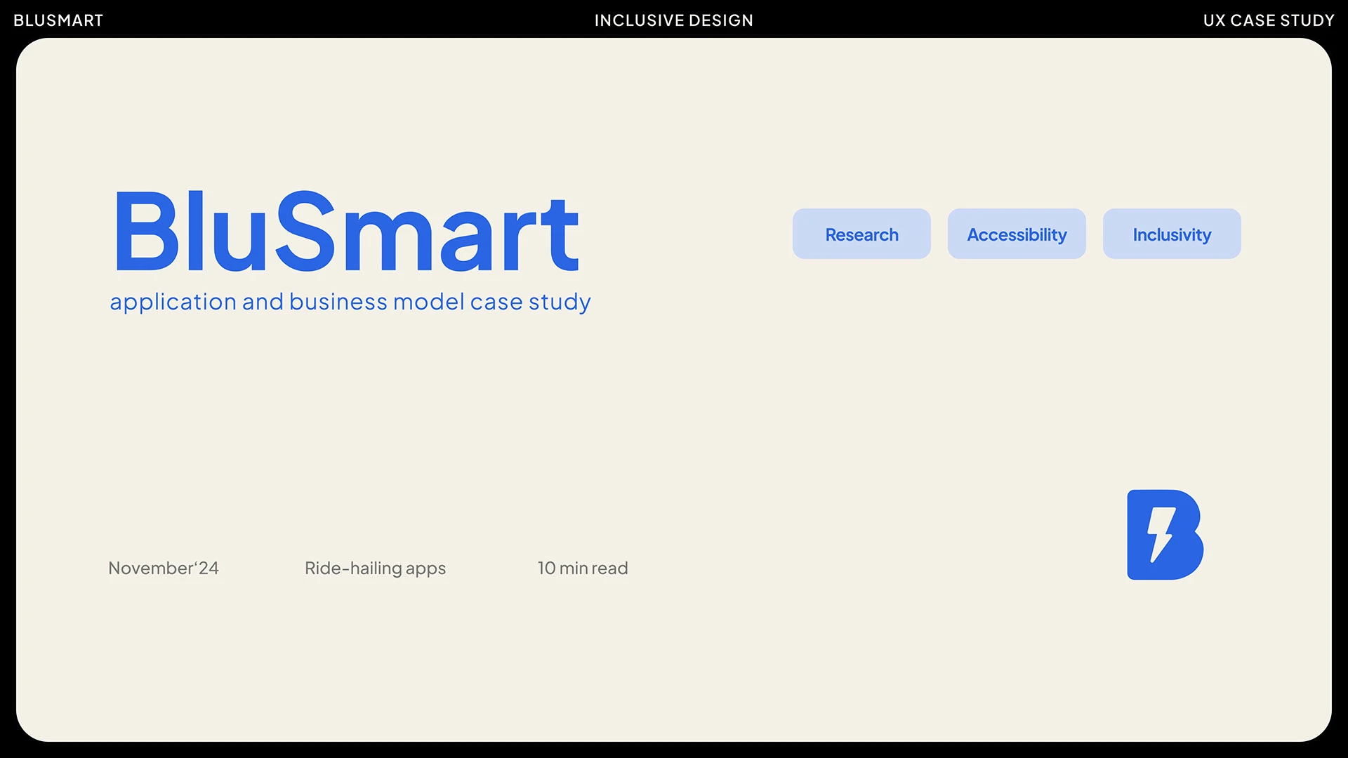 Senior Mode on BluSmart case study, slide 1 of 64