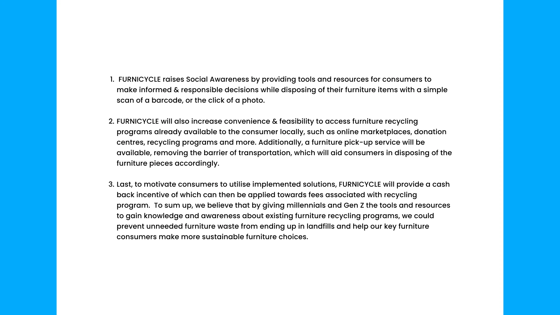 Furnicycle case study, slide 19 of 21