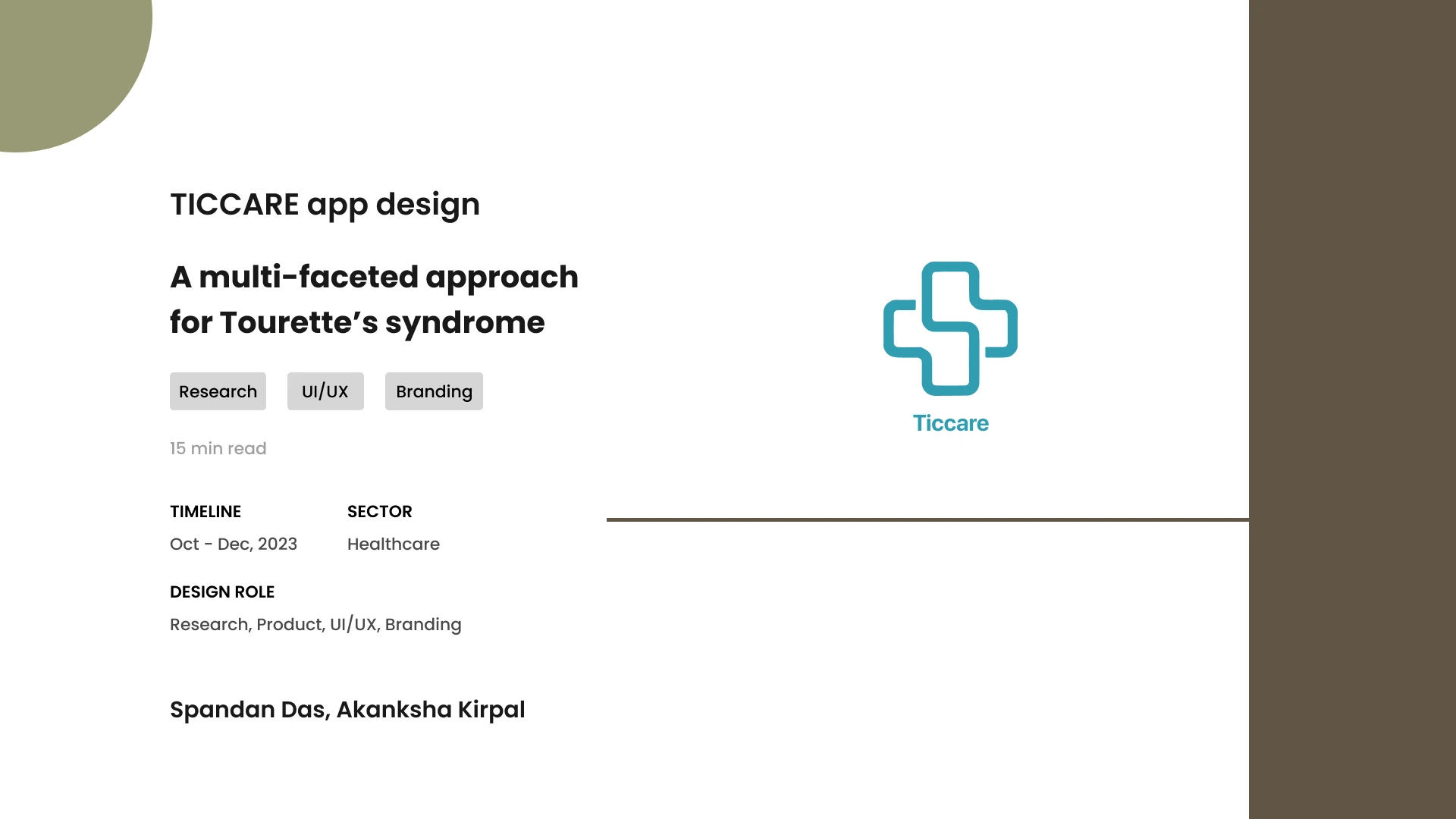 Ticcare case study, slide 1 of 36